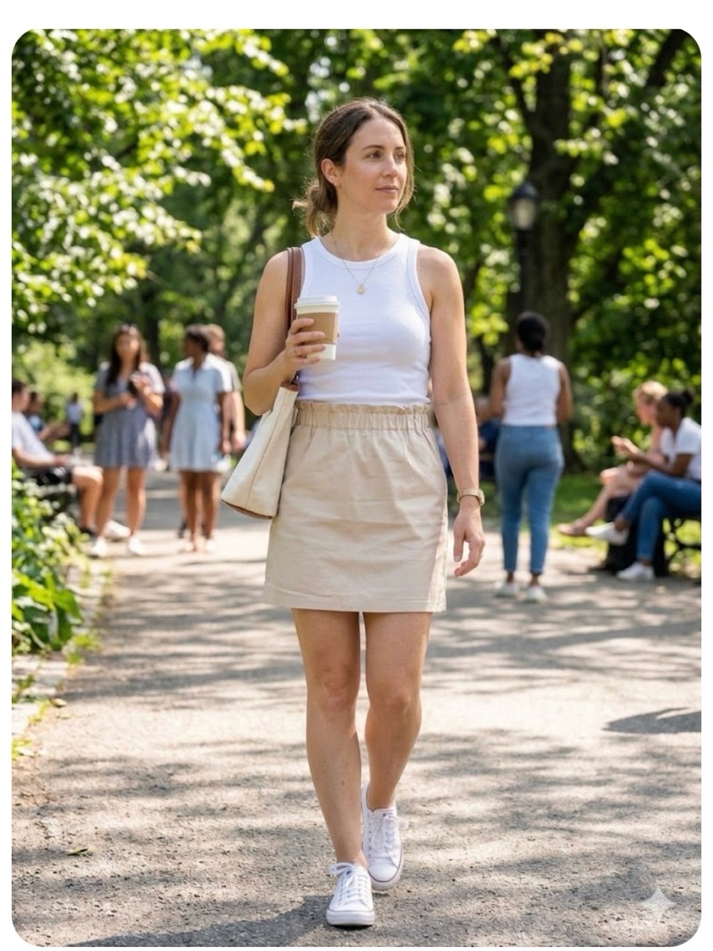 Jacob Cream Elastic-Waist Mini Skirt